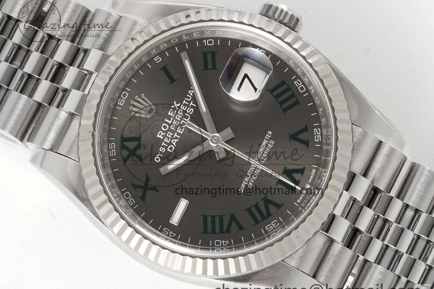 Bracelet Gray Edition 904L Green Roman Best Dial VR3235 Steel 126234 1:1 on DateJust Jubilee 36 Markers Clean 0506